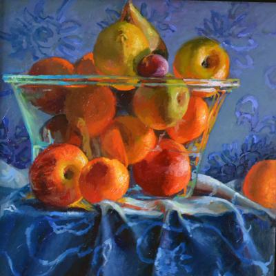 Fruit in glas I blauw en oranje